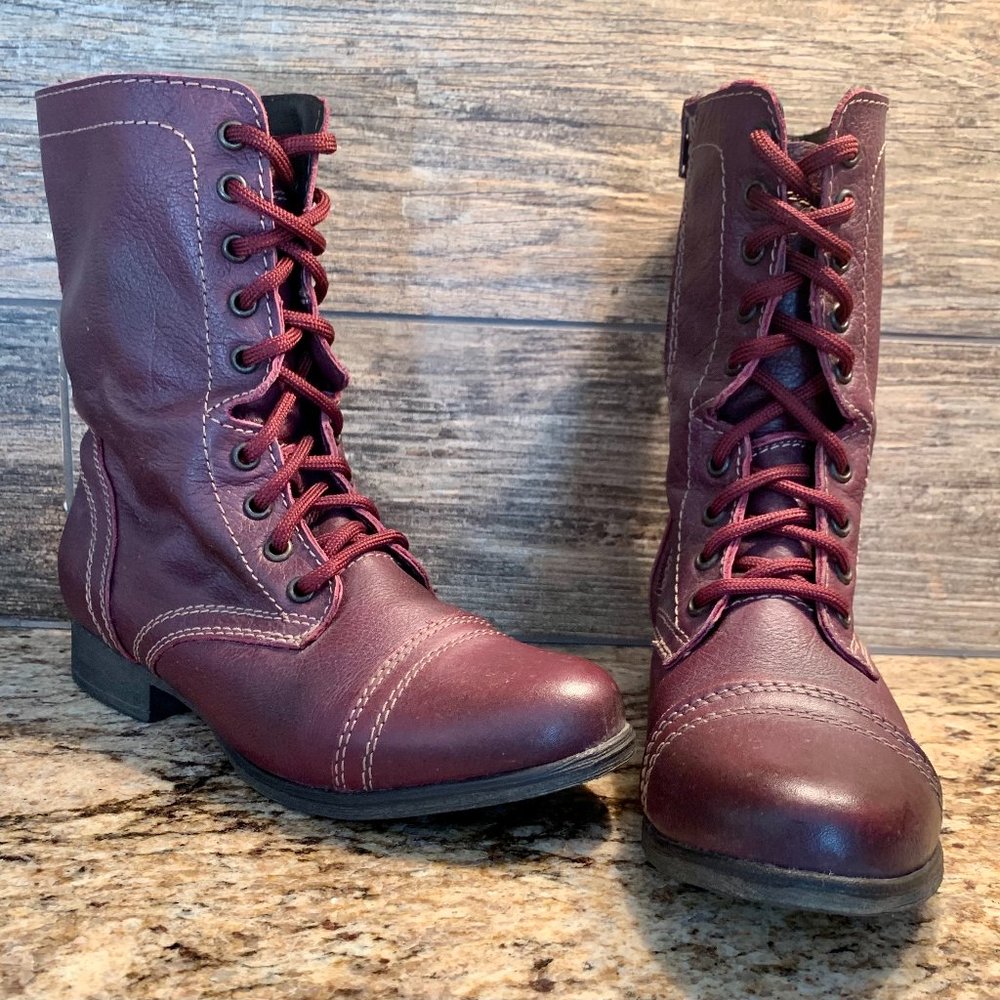Steve Madden Women's Burgundy Combat Boots